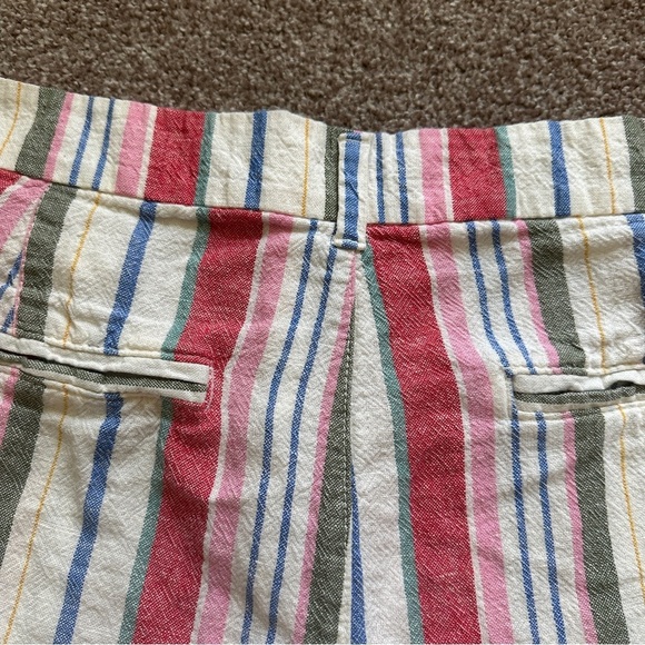 Old Navy Mid Rise Everyday Linen Blend Multicolor Stripes Women's Size 14 Summer - Picture 11 of 16